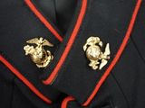 a close up of a military uniform with a marine emblem on it