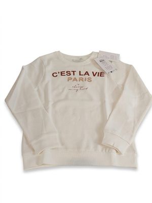 un sweat-shirt blanc sur lequel est imprimé « gest la vie paris »