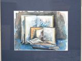 a picture of a painting of a book on a table