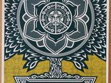 a poster of a flower with the word peace on it