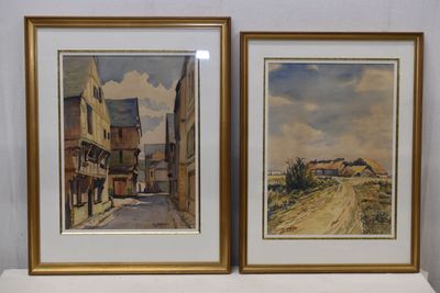 P.COTTA?: deux aquarelles "CHINON", signée et datée 1960 en …