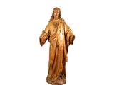 statue en bois représentant un homme à la longue barbe, vêtu d'une robe