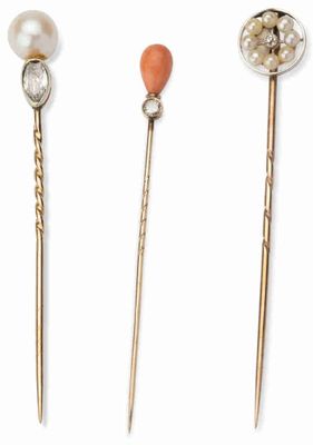 Ensemble DE Trois Epingles DE Cravate EN OR, 1900-1930