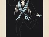 un dessin en noir et blanc représentant un homme en costume