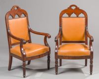 Réunion de 6 chaises et deux fauteuils en acajou et (photo 3)
