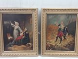 deux tableaux encadrés représentant un homme et une femme dans un paysage