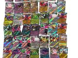 a pile of different colored cards on a white surface