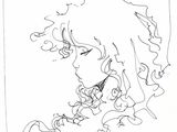 drawing of a woman with a cigarette in her mouth with words on it