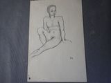 un dessin représentant une femme nue assise par terre