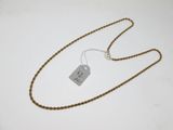 a close up of a necklace with a tag attached to it