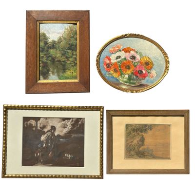 Ensemble de 4 pièces encadrées