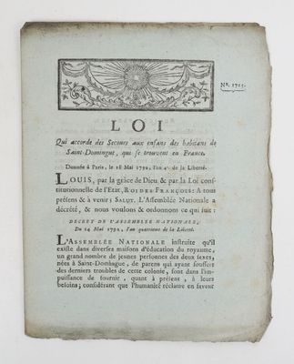 SAINT-DOMINGUE. Loi qui accorde des secours aux enfants des …