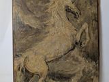 a painting of a horse that is on a easel