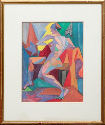 an image of a painting of a man sitting on a chair