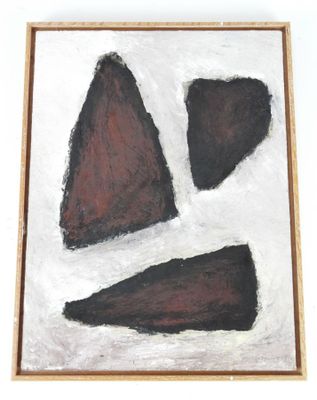 painting of a brown and black piece of art on a white surface