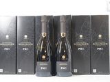 trois bouteilles de champagne posées côte à côte sur une table