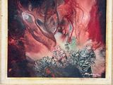 une photo d'un tableau représentant une femme en robe rouge