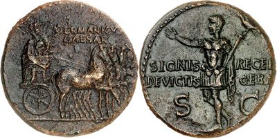 a close up of a coin with an image of a man on a horse