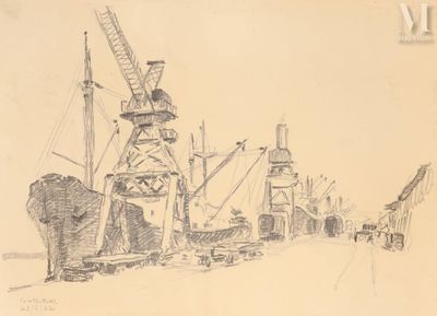 dessin représentant un moulin à vent dans une ville