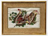an image of a picture of moths and flowers in a gold frame