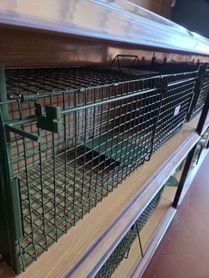 a metal cage on a shelf in a store