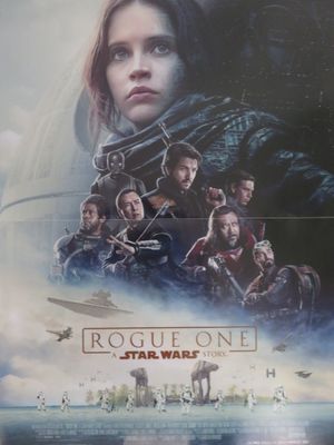 L'affiche du film « Rogue One : A Star Wars Story » exposée dans la vitrine d'un magasin