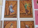 many pictures of people walking in the park on the cards