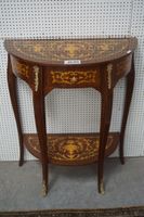 console murale semi-circulaire en marqueterie - avec 1 tiroi…