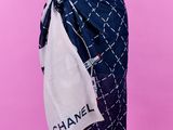 Jupe Chanel à imprimé bleu marine et blanc