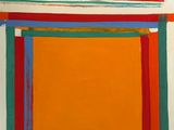 an abstract painting of a square with different colors and lines