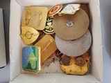 a box full of assorted items sitting on a table