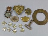 a lot of metal items that are laying out on a table