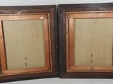 pair of antique wood picture frames with burlock linen