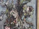 a painting of flowers in a vase on a table