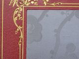 a picture of a red picture frame with a gold border