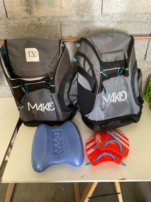 three backpacks that are sitting on a table next to each other