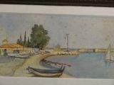 une image d'un tableau représentant un bateau sur l'eau