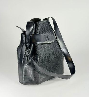 Sac seau Louis Vuitton en cuir Epi noir avec bandoulière