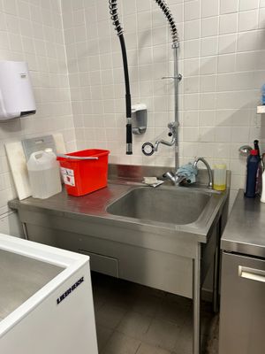 une cuisine équipée d'un évier et d'un lave-vaisselle