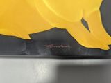 painting of a yellow cat on a black background