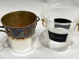a cup and a glass sitting next to each other on a table
