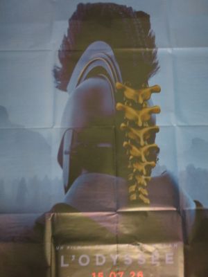 une grande affiche représentant une femme avec une colonne vertébrale accrochée au mur