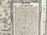 a black and white drawing of a map with a picture of a man