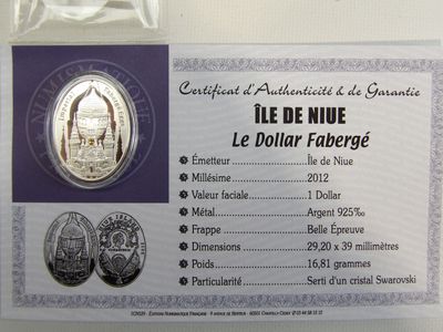1 Dollar Fabergé, serti d' un cristal Swarovski, Poids: 16,8…