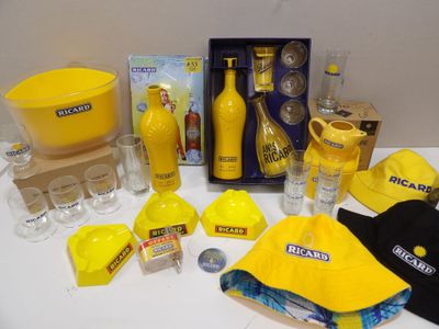 a table with a lot of yellow items on it