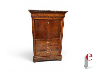 an image of a wooden cabinet with a marble top