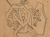 un vieux dessin représentant un homme avec une épée et un bouclier