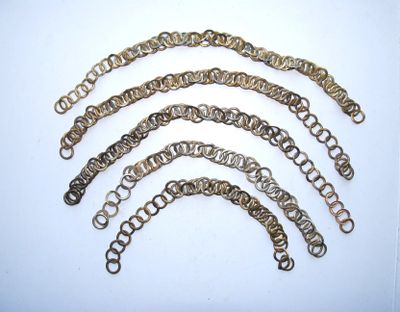 six antique silver plated chain bracelets with a clasp