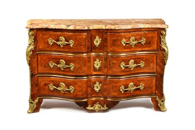 a chest of drawers with a marble top on a white background