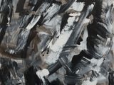 an abstract painting of black and white paint on a piece of paper